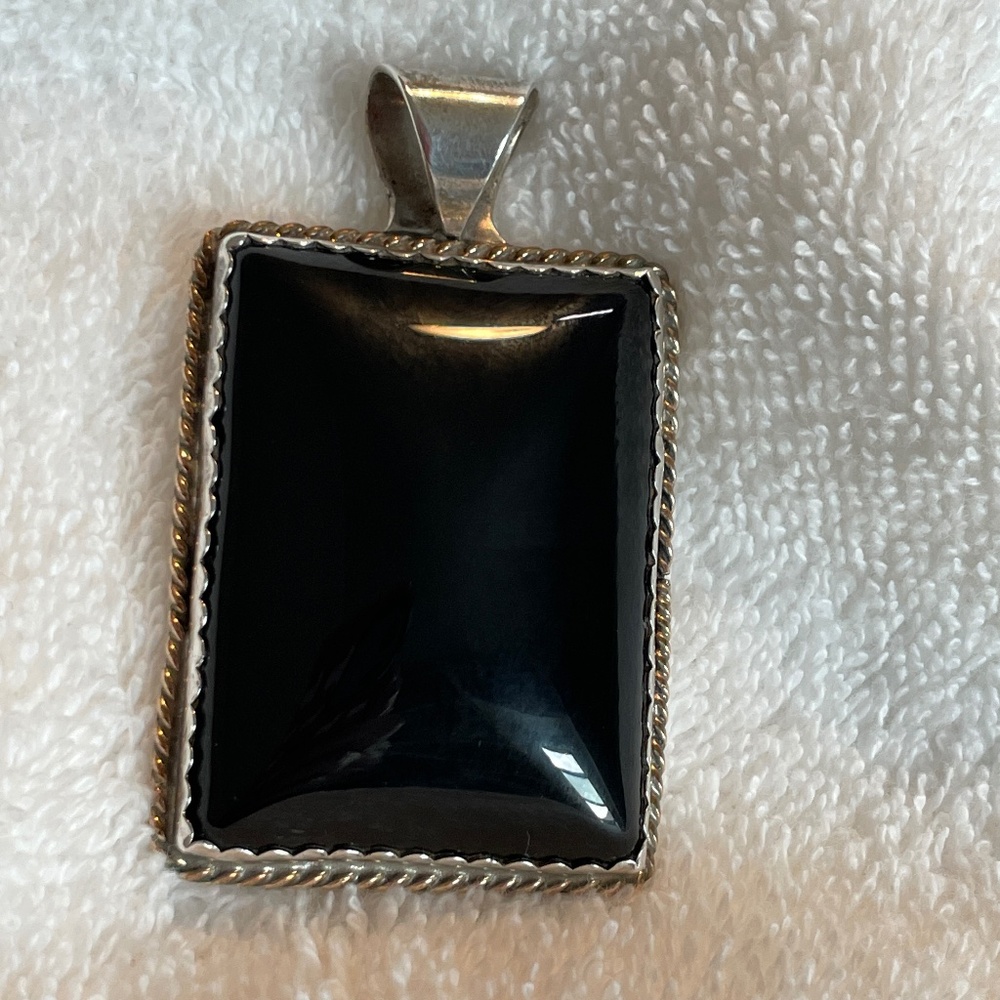 Very Rare - Gale Self Choctaw Onyx Pendant - Sterling Silver